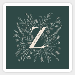 Botanical Letter Z (Forest Green) Sticker